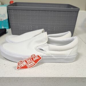 Vans All-White Classic Slip-On Checkerboard Shoes